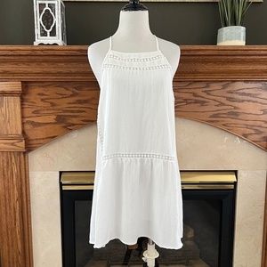 Everly White Boho Spaghetti Strap Mini‎ Dress Size: Small